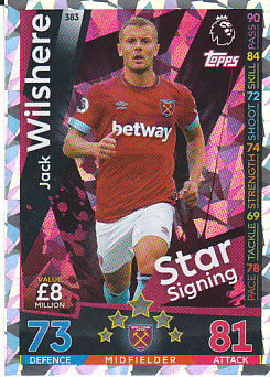 Jack Wilshere West Ham United 2018/19 Topps Match Attax Star Signing #383